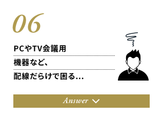 06.PCやTV会議用機器など、配線だらけで困る…